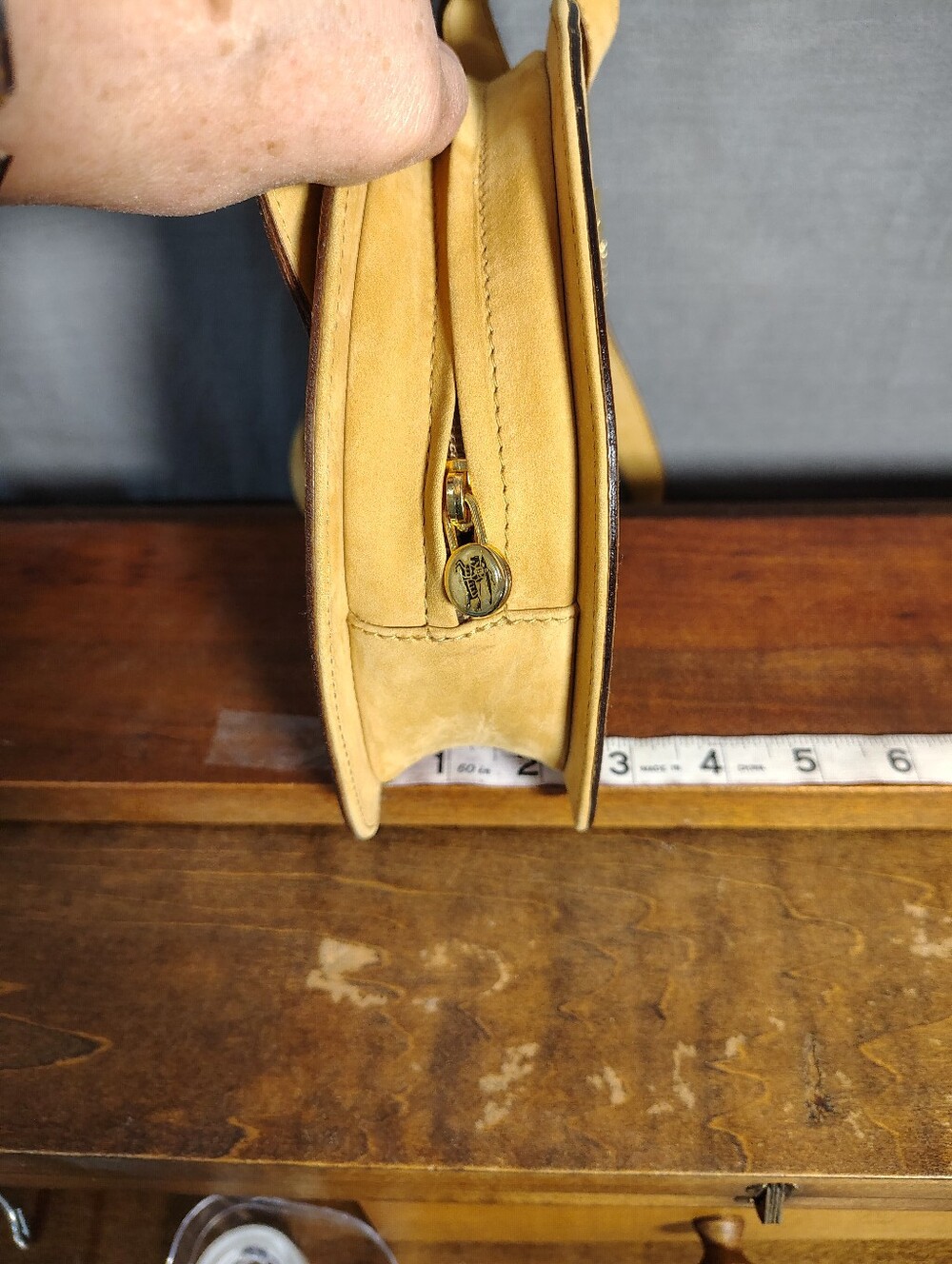 Burberry Tan Suede Half-Moon Crossbody with Tassel Charm - Picture 4 of 12